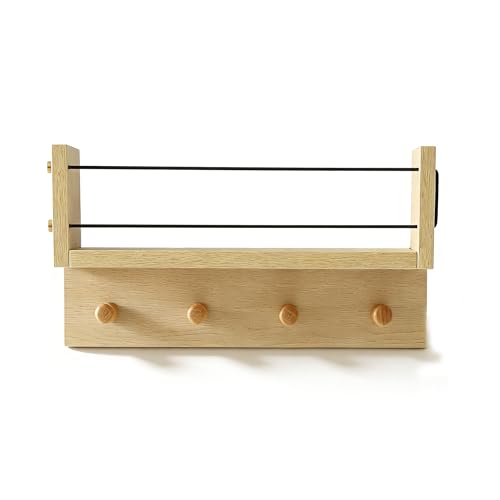 Entrance Coat Rack ，Coat Hooks, Wall-Mounted Wooden Hook Rack, Wall-Mounted Shelves are Very Suitable (Oak Color Finish-B-1) - style: Oak color finish-B-1