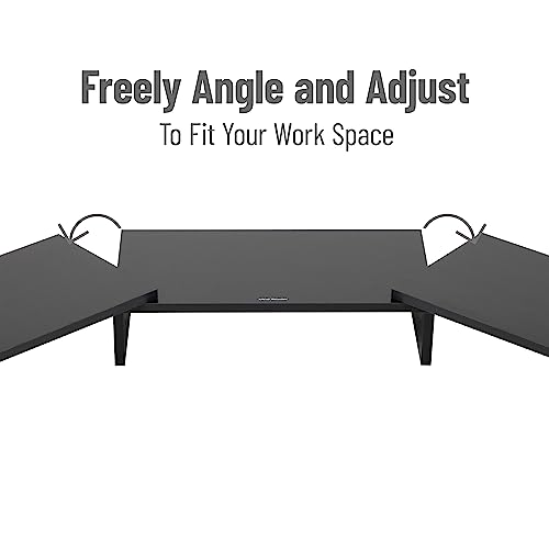 Mind Reader Dual Monitor Stand, Desktop Organizer, Laptop Riser, Office, MDF, 51.25"L x 9.25"W x 4.75"H, Black - color: Black