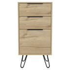 Tuhome Augusta Light Dresser with Three Spacious Drawers, Modern Hairpin Metal Legs, Wide Superior Top for Bedroom Organization, Compact Storage Solution for Small Spaces