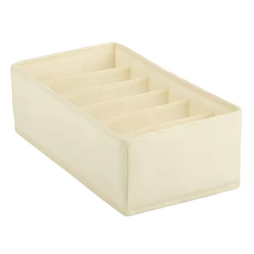 6 Grid Foldable Clothes Organizer Box,Wardrobe Storage Bin with PP Board Support,for Underwear, Socks, and T-Shirts,White - color: White, size: 6 Grid