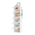 Shoe Rack 10 Tier Shoe Storage Cabinet with Door 20 Pair Tall Shoes Rack Organizer Free Standing Expandable Stable Plastic Easy Assembly Shoes Shelf for Closet Hallway Entryway Bedroom White - size: 16" Wide-20 Pairs
