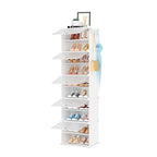 Shoe Rack 10 Tier Shoe Storage Cabinet with Door 20 Pair Tall Shoes Rack Organizer Free Standing Expandable Stable Plastic Easy Assembly Shoes Shelf for Closet Hallway Entryway Bedroom White - size: 16" Wide-20 Pairs