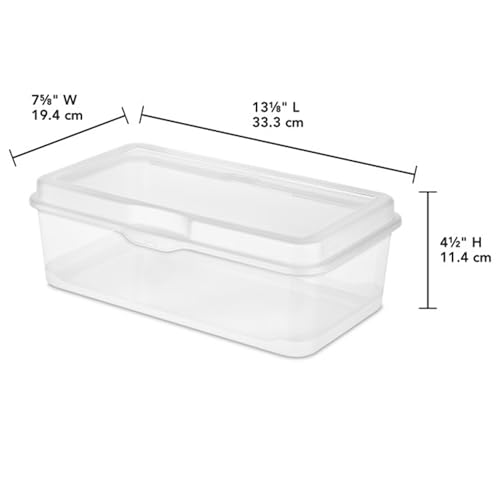 Sterilite 6-Pack Rectangular Large FlipTop, Clear Plastic Storage Box with Hinged Lid - Stackable Multipurpose Organizer for Art and Craft Supplies, Accessories, Photos & CDs, Home or Office Use - size: 1.7 Cubic Feet, style: 6 Pack