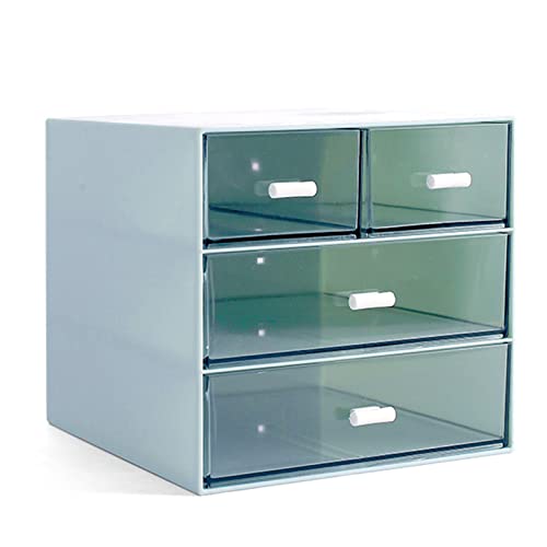 Marknor Makeup Organizer, Desk Organizer with 4 Drawers, Sundries Storage，Vanity Cosmetic Storage Box, Bathroom Counter or Dresser, Blue (QBH-4CT-2) - color: Blue