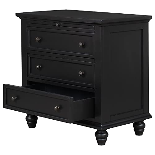 Modern Storage Wood Cabinet with 3-Drawer, Sofa Table Console Table End Table with Pull Out Tray, Accent Table Furniture for Entryway Living Room,Fully Assembly Bedside Table (Black) - color: Black