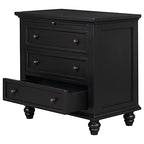 Modern Storage Wood Cabinet with 3-Drawer, Sofa Table Console Table End Table with Pull Out Tray, Accent Table Furniture for Entryway Living Room,Fully Assembly Bedside Table (Black) - color: Black