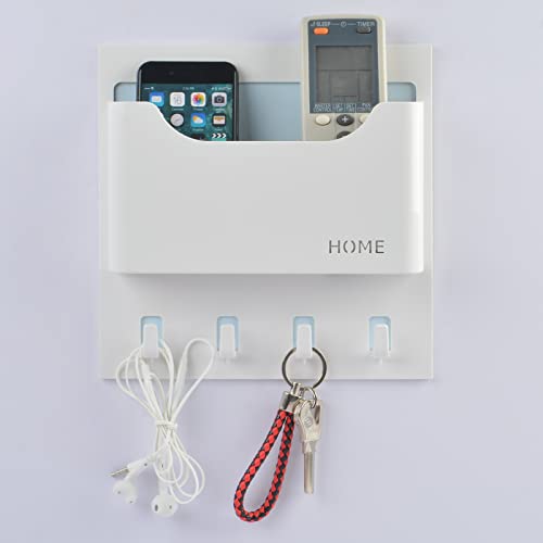 Bedside Shelf Wall Mounted Dorm Room Rack Organizer Storage with Small Hooks - Use for Bedroom,Entryway to Organize Headphone,Remotes,Glass,Cellphones(Horizontal Type/White) - color: Horizontal Type / White