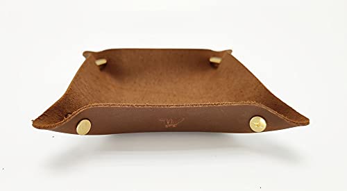 Leather Valet Tray Entryway Catchcall Tray Nightstand Organizer Storage for Wallets Watches Keys Holder Dish Bowl Coins Office Desk Accessory (Cinnamon-Crazy Horse Leather). - color: Cinnamon-crazy Horse Leather