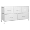 SHAWKEN Dresser for Bedroom with 5 Drawers,Fabric Dresser with One-Piece Steel Frame,Budget-Friendly Organizer for Closet, Hallway, Studio Apartment (Leather White) - color: Leather White