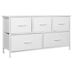 SHAWKEN Dresser for Bedroom with 5 Drawers,Fabric Dresser with One-Piece Steel Frame,Budget-Friendly Organizer for Closet, Hallway, Studio Apartment (Leather White) - color: Leather White