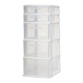 HOMZ 5-Drawer Storage Cart, Clear Plastic Drawers, 14.25" Wide Medium, White Frame - Organizing Drawer Containers for Home, Bathroom, Office, and Classroom - color: White frame with clear drawer