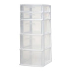 HOMZ 5-Drawer Storage Cart, Clear Plastic Drawers, 14.25" Wide Medium, White Frame - Organizing Drawer Containers for Home, Bathroom, Office, and Classroom - color: White frame with clear drawer