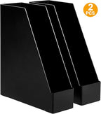Amazon Basics Plastic Desk Organizer Magazine Rack and File Holder, Black, 2-Pack - size: 2 pack