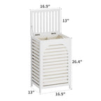 Laundry Hamper with Lid,Bamboo Large Waterproof Clothes Laundry Basket,Removable Washing Bags with Handles,clothes basket (White) - color: White