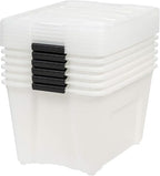 IRIS USA 54 Quart Stackable Plastic Storage Bins with Lids and Latching Buckles, 6 Pack - Pearl, Containers with Lids and Latches, Durable Nestable Closet, Garage, Totes, Tubs Boxes Organizing - size: 54 Qt, style: 6 Pack