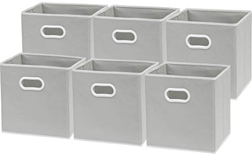 Simple Houseware Foldable Cube Storage Bins with Handles, 11-Inch, Gray, 6-Pack, Fabric Cubes Organizer for Closet or Shelves - color: Grey