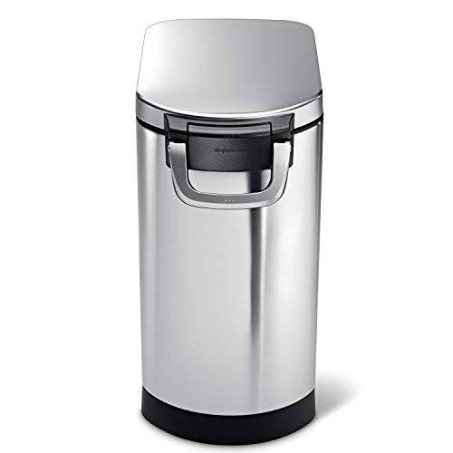 simplehuman 30 Liter, 32 lb / 14.5 kg Large Pet Food Storage Container for Dog Food, Cat Food, and Bird Feed, Brushed Stainless Steel - color: Brushed Stainless Steel, size: Large