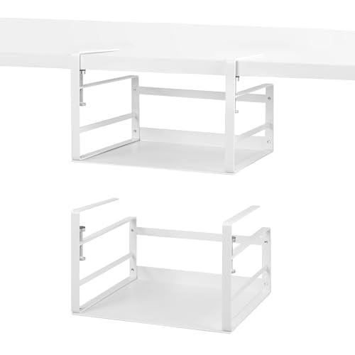 Nxconsu 2 Pack Under Shelf Storage Organizer, Adjustable Knob-Lock Hanging Basket for Kitchen Cabinet Pantry Cupboard Desk, Heavy Duty Metal, 30LB, White, Small(11.02" W×8.85" D, Interior H 4.88") - size: Small – 11" W