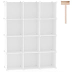 C&AHOME Cube Storage Organizer, 12-Cube Shelves Units, Closet Cabinet, DIY Plastic Modular Book Shelf, Ideal for Bedroom, Living Room, Office, 36.6" L x 12.4" W x 48.4" H Milky UPCS12M - color: Milky