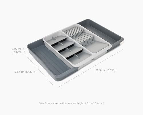 Joseph Joseph DrawerStore Expanding Tiered Flatware Cutlery Tray with Knife Organizer, Expandable In-Drawer Space-Saving Kitchen Storage, Recycled Plastic - size: Large, style: Flatware & Utensils Organizer