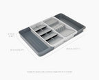 Joseph Joseph DrawerStore Expanding Tiered Flatware Cutlery Tray with Knife Organizer, Expandable In-Drawer Space-Saving Kitchen Storage, Recycled Plastic - size: Large, style: Flatware & Utensils Organizer