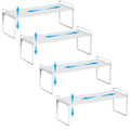 15.5 to 25.5 Inch Kitchen Cabinet Shelf Organizers, Adjustable Kitchen Counter Shelf Organizer, Set of 4 Expandable Countertop Storage Shelves, Stackable Design, 30LBS Heavy Duty, Space Saver - color: White