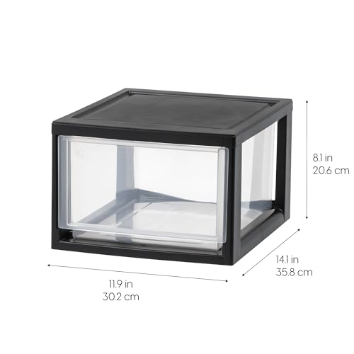 IRIS USA 14.5 Qt. Plastic Drawer Storage Organizer Stacking Drawers, 3-Pack, Stackable Unit with Sliding Drawer for Clothes Bedroom Kitchen Under Sink Pantry Craft Room Bathroom Dorm Office, Black - size: 14 Qt - 3 Pack