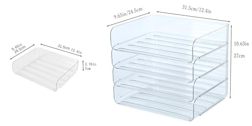 4 Tier Stackable A4 Paper Trays, Office Desk File Holder, Tidy File Document Letter Book Paper Organizer (4 Tiers,Clear) - color: Clear, size: 4 tiers
