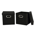 Household Essentials 34-1 Decorative Storage Cube Set with Removable Lids | Black | 2-Pack - size: 2 Count (Pack of 1)
