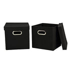 Household Essentials 34-1 Decorative Storage Cube Set with Removable Lids | Black | 2-Pack - size: 2 Count (Pack of 1)