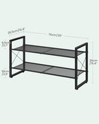 CHOEZON Shoe Rack, 2-Tier Shoe Rack for Closet, Metal Shoe Storage Organizer, Shoe Rack for Entryway, Shoe Shelf with Adjustable Feets, for Entryway, Hallway, Living Room, Bedroom, Black TXJ12BB - size: 30"L x 10.4"W x 15.4"H
