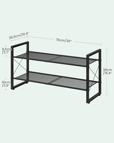 CHOEZON Shoe Rack, 2-Tier Shoe Rack for Closet, Metal Shoe Storage Organizer, Shoe Rack for Entryway, Shoe Shelf with Adjustable Feets, for Entryway, Hallway, Living Room, Bedroom, Black TXJ12BB - size: 30"L x 10.4"W x 15.4"H