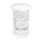 Multi-Layer Kitchen Storage Basket 3Tier Rotating Vegetable Organizer Cart with Casters Detachable Rolling Living Room Standing Rack with Shelve for Lliving rooms, Kitchens,Bathrooms,14.3*23.6in White - size: 3Tier-White