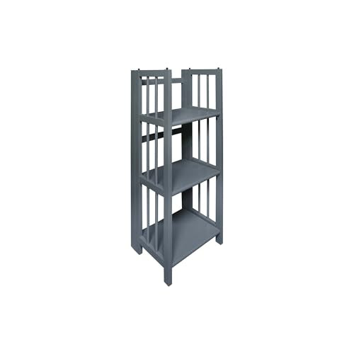 Casual Home 3-Shelf Folding Bookcase, 14" Wide, Slate Gray - color: Slate Gray