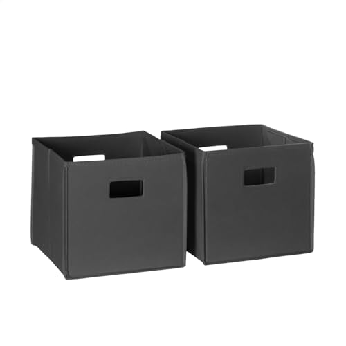 RiverRidge Kids 2pc Fabric Collapsible Storage Cube Organizers with Handles for Playroom Organization - Charcoal Gray - color: 2 Charcoal Gray Bins