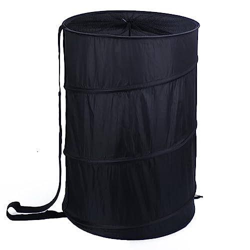 BATTOO Extra Large 107L Strong Laundry Hamper 17.5" x 27" Collapsible Laundry Baskets with Long Straps Drawstring Barrel Foldable Hamper for Laundry Room, Bathroom, Campout, College Dorm or Travel - color: Black, size: 17.5"x27"