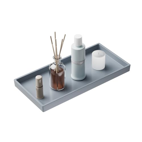 Vanity and Bathroom Tray, 9.8" ABS Countertop Organizer,Waterproof Vanity Tray for Toilet Tank,Perfume,Soap,Keys,Bathroom Accessories,Kitchen and Bath Trays,Non Slip Small Trays,Gray - color: Gray, size: 9.8" x 4.7" x 0.7"