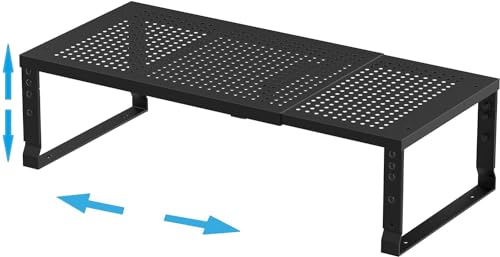 Expandable,Adjustable & Stackable Spice Rack, Cabinet Kitchen Countertop Shelf Organizer,Metal Pantry Storage Shelves - Space-Saving Storage Solution(1Pack/Black/Large) - color: Black, size: 1PACK/BLACK/LARGE