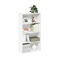 Furinno PASIR Book Shelf, 4-Tier Bookshelf, Bookcase with Open Shelf, 9.4 x 23.6 x 41.7, for Living Room, Bedroom, Home Office, White - color: White, size: 4-Tier
