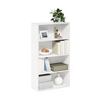 Furinno PASIR Book Shelf, 4-Tier Bookshelf, Bookcase with Open Shelf, 9.4 x 23.6 x 41.7, for Living Room, Bedroom, Home Office, White - color: White, size: 4-Tier