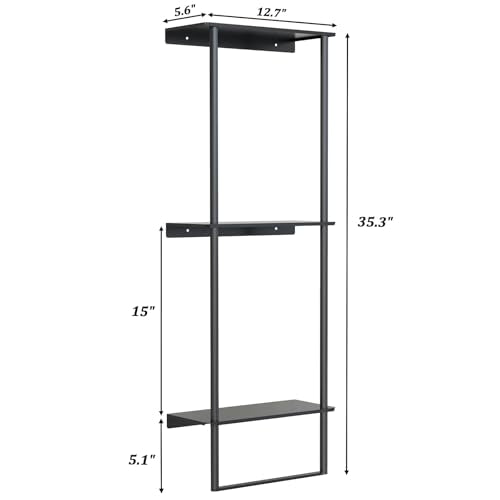 Towel Storage for Bathroom, 3 Tier Towel Rack with Shelf and Towel Bar, Wall Mounted Towel Racks for Bathroom Towel Storage and Organizer - Matte Black - color: Black - 3tier