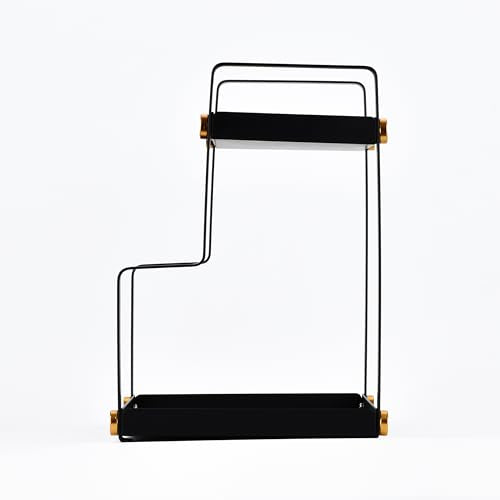FFK 2 Tier Countertop Organizer, Cosmetic Organizer, Storage Shelf for Cabinet, Countertop, Pantry, Desktop, Ideal for Bathroom, Kitchen, Office (Black) - color: Black 2 - Stainless Steel