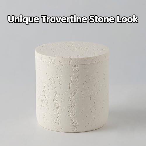 Bathroom Accessories Set, 4 Piece Travertine Stone Look Collection, Modern Bath Organizer with Soap Dispenser, Toothbrush Holder, Tumbler, Vanity Tray for Countertop Kitchen Sink (Off White) - color: Off White
