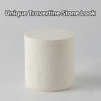 Bathroom Accessories Set, 4 Piece Travertine Stone Look Collection, Modern Bath Organizer with Soap Dispenser, Toothbrush Holder, Tumbler, Vanity Tray for Countertop Kitchen Sink (Off White) - color: Off White