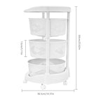 Multi-Layer Kitchen Storage Basket 3Tier Rotating Vegetable Organizer Cart with Casters Detachable Rolling Living Room Standing Rack with Shelve for Lliving rooms, Kitchens,Bathrooms,14.3*23.6in White - size: 3Tier-White