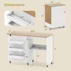 Giantex Folding Sewing Table with Charging Station, Rolling Craft Table with Storage Trays & Shelf, Foldable Sewing Machine Cabinet Desk with Lockable Wheels for Small Spaces (White & Natural) - color: White & Natural