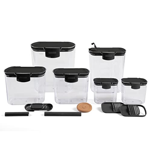 Progressive ProKeeper Baker's Airtight Kitchen Storage Canister Container Set for Flour, Sugar & More, Keeps Ingredients Fresh, with Accessories (Black, 6- Piece) - color: Black, size: 6- Piece
