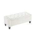 Virabit Velvet Storage Ottoman Bench, End of Bed Bench with Button, Two Side Storage Pockets, Organizer Storage Chest, Upholstered Foot Rest with Legs, Load up to 400 lb, Beige
