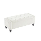 Virabit Velvet Storage Ottoman Bench, End of Bed Bench with Button, Two Side Storage Pockets, Organizer Storage Chest, Upholstered Foot Rest with Legs, Load up to 400 lb, Beige