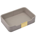 Luxury Leather Valet Tray Desktop Storage Organizer,Bedside Vanity Catchall Tray Nightstand Caddy Holder for Cosmetic,Jewelry,Watch,Keys,Phone,Wallet,Remote Controller,Pen,Gray - color: Gray